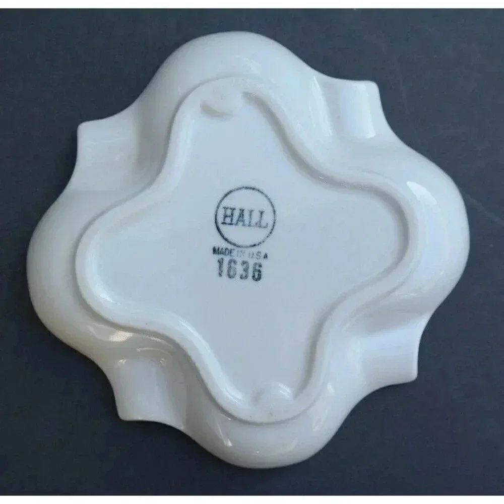 Vintage White Swirly Initial D In Gold Large Ashtray Stamped Hall